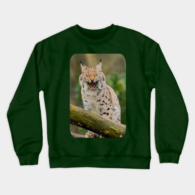 Yawning Lynx Crewneck Sweatshirt by ElviraDraat